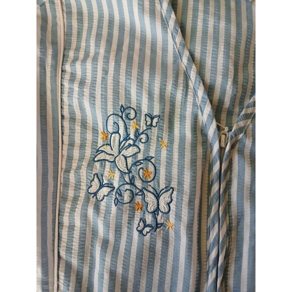 Vintage Collections Blue White Striped Seersucker House Dress Robe Size XXXL 3Xl - Picture 10 of 14